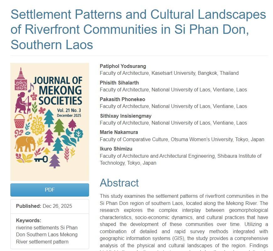 Publications from Long-Term Research in Southern Laos and the Mekong Cultural Landscape